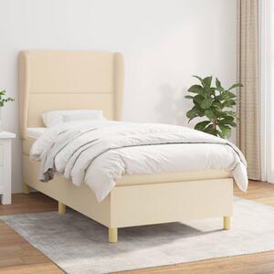 Krevet s oprugama i madracem krem 90 x 190 cm od tkanine - Krema / 90 x 190 cm