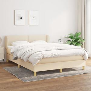 Krevet s oprugama i madracem krem 140x200 cm od tkanine - Krema / 140 x 200 cm
