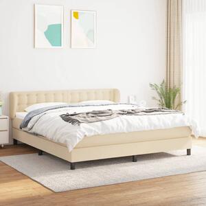 Krevet s oprugama i madracem krem 160x200 cm od tkanine - Krema / 160 x 200 cm