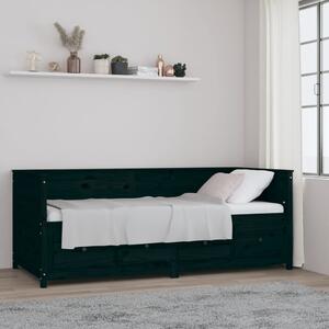 Dnevni ležaj crni 90 x 200 cm od masivne borovine - Crna / 90 x 200 cm