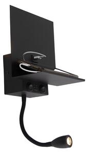 Pametna zidna svjetiljka crna s USB-om i savitljivom rukom uklj. WiFi G9 - Flero