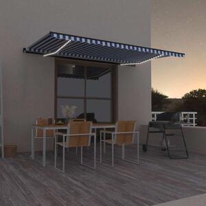 Tenda na ručno uvlačenje s LED svjetlom 500x300 cm plavo-bijela - Plava / 500 x 300 cm
