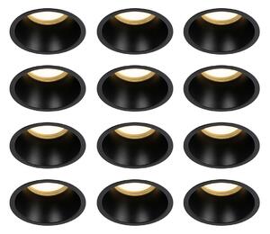 Set od 12 crnih ugradbenih reflektora GU10 70 mm IP44 - Dept