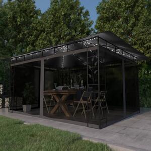 Sjenica s mrežom i LED svjetlosnim trakama 4x3x2,73 m antracit - Antracitno siva / 4 x 3 x 2.73 m