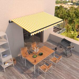 Tenda na automatsko uvlačenje 400 x 350 cm žuto-bijela - Žuta / 400 x 350 cm