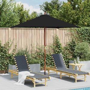 Vrtni suncobran s drvenim stupom 150 x 200 cm crni - Crna / N/A