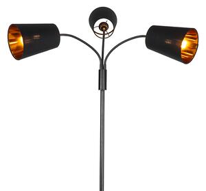 Moderna podna svjetiljka crna 3 svjetla - Carmen