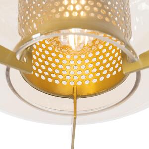 Art deco viseća lampa zlatna sa jantarnim staklom 30 cm - Kevin