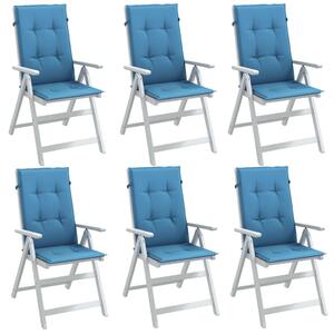 VidaXL Jastuci za stolice 6 kom prošarano plavi 120x50x4 cm od tkanine