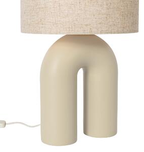 Dizajnerska stolna lampa bež s bež lanenim sjenilom - Lotti
