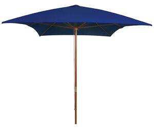 Vrtni suncobran s drvenim stupom 200 x 300 cm plavi - Plava / N/A