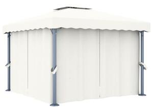 Sjenica sa zastorom 3 x 3 m krem bijela aluminijska - Bijela / 3 x 3 m