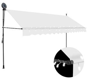Tenda na ručno uvlačenje s LED svjetlima 350 cm krem - Krema / N/A