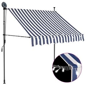 Tenda na ručno uvlačenje s LED svjetlima 100 cm plavo-bijela - Plava / N/A