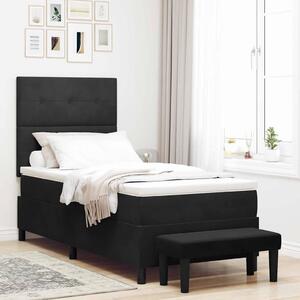 Krevet s opruga kutije s jastukom Crna 190 x 90 cm Baršun - Crna / 190 x 90 cm