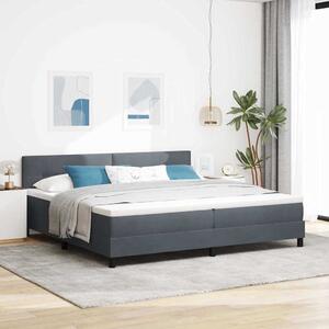 LED Box Spring Krevet s madracem Tamno siva 200 x 200 cm Baršun - Siva / 200 x 200 cm