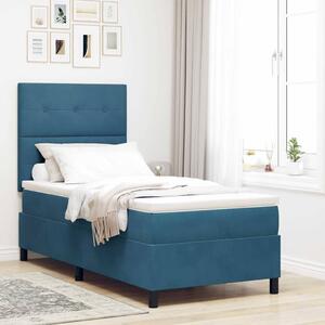 LED Box Spring Krevet Tamno plava 100 x 200 cm Baršun - Plava / 100 x 200 cm