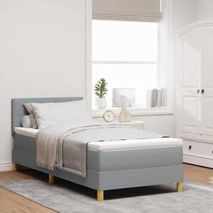 LED Box Spring Krevet Svijetlo siva 100 x 200 cm tkanina - Siva / 100 x 200 cm