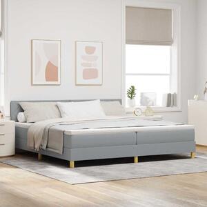 LED Box Spring Krevet Svijetlo siva 200 x 200 cm tkanina - Siva / 200 x 200 cm