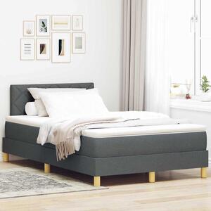 LED Box Spring Krevet Tamno siva 120 x 190 cm tkanina - Siva / 120 x 190 cm