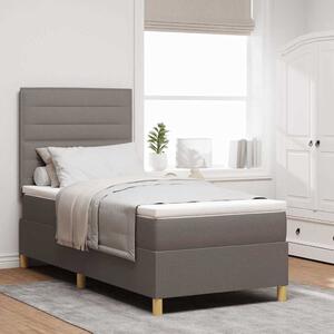 LED Box Spring Krevet Sivo-smeđa 100 x 200 cm tkanina - Smeđesiva / 100 x 200 cm