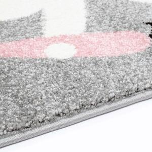 Izniman sivi dječji tepih Bunny With Umbrella Širina: 80 cm | Duljina: 150 cm