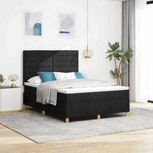 Krevet s opruga kutije s madracem Crna 140 x 190 cm tkanina - Crna / 140 x 190 cm