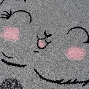 Sivi okrugli dječji tepih Smiling Bunny Širina: 120 cm