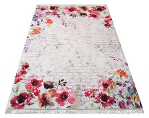 Crveni protuklizni tepih s cvjetnim uzorkom Širina: 80 cm | Duljina: 150 cm