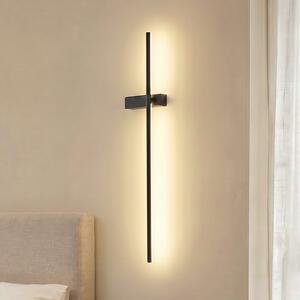 Lindby Natsumi LED zidna svjetiljka, crna, aluminij, 90 cm, Crno, Dnevni boravak/blagovaonica, Aluminij