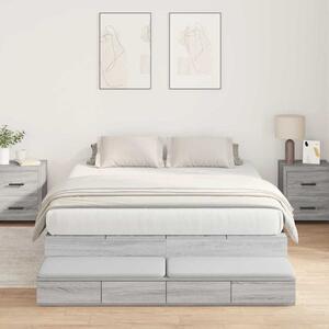 Krevet s ladicama Siva Sonoma 135 cm Konstruirano drvo - Siva / 135 cm