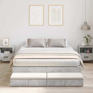 Krevet s ladicama Betonski sivi 140 cm Konstruirano drvo - Siva / 140 cm