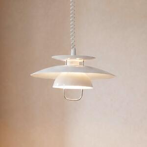 Lindby viseća lampa Nadija, bijela, 43 cm, podesiva po visini, E27, prigušiva, Bijela, Kuhinja, Metal