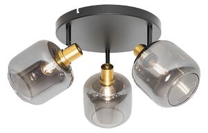 Stropni reflektor crni sa zlatom i dimnim staklom 3-svjetla - Zuzanna
