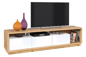 TV stol Austin AV100Wotan hrast, Bijela, Sjajno bijela, 200x50x45cm