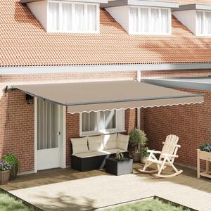 Skrovita tenda Bež 450 × 300 cm Tkanina i Aluminij - Bež / 450 × 300 cm