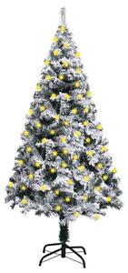 VidaXL Umjetno božićno drvce s LED svjetlima i snijegom zeleno 150 cm