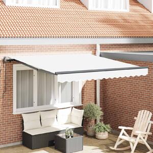 Skrovita tenda Bijelo 300 x 250 cm Tkanina i Aluminij - Bijela / 300 x 250 cm