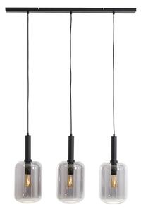 Crna stropna svjetiljka sa staklenim sjenilom 100x22 cm Lekar - Light & Living