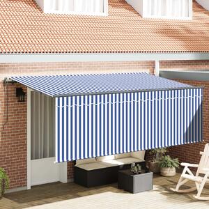 Skrovita tenda Plava i bijela 350 x 200 cm Poliester i aluminij - Plava / 350 x 200 cm