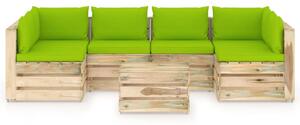 VidaXL 7-dijelna vrtna garnitura s jastucima zeleno impregnirano drvo