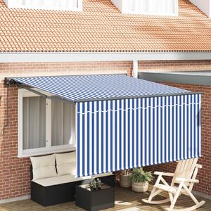 Skrovita tenda Plava i bijela 350 x 250 cm Poliester i aluminij - Plava / 350 x 250 cm