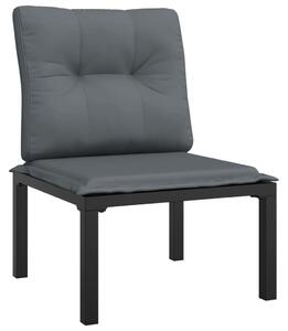 VidaXL Vrtna stolica s jastucima crno-siva od poliratana