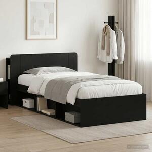 Okvir kreveta s pohranom Crna 100 x 200 cm Konstruirano drvo - Crna / 100 x 200 cm