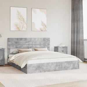Krevet s od storage s uzglavljem Betonski sivi 180 x 200 cm - Siva / 180 x 200 cm