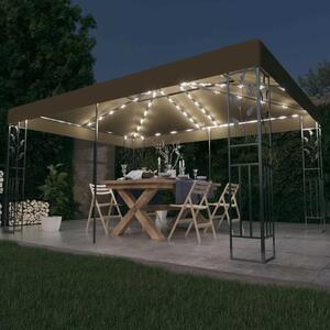 Sjenica s duplim krovom i LED svjetlima 3 x 4 m smeđe-siva - Tupe / N/A