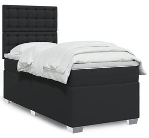 Krevet s oprugama i madracem crni 100x200 cm od umjetne kože - Crna / 100 x 200 cm