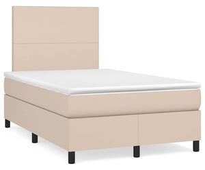 Krevet s oprugama i madracem LED 120x190 cm umjetna koža - Boja cappuccina / 120 x 190 cm