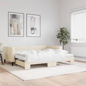 Dnevni krevet na razvlačenje s madracima krem 90x200 cm tkanina - Krema / 90 x 200 cm