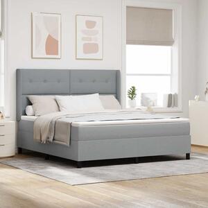 LED Box Spring Krevet Svijetlo siva 180 x 200 cm tkanina - Siva / 180 x 200 cm